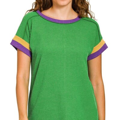 Mardi Gras Ribbed Top