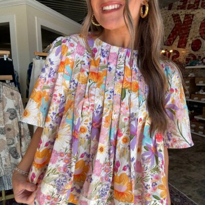 Pleat-y In Florals Top
