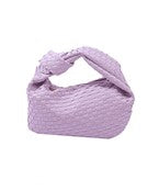 Knotted Handle Woven Leather Bag-Lavender